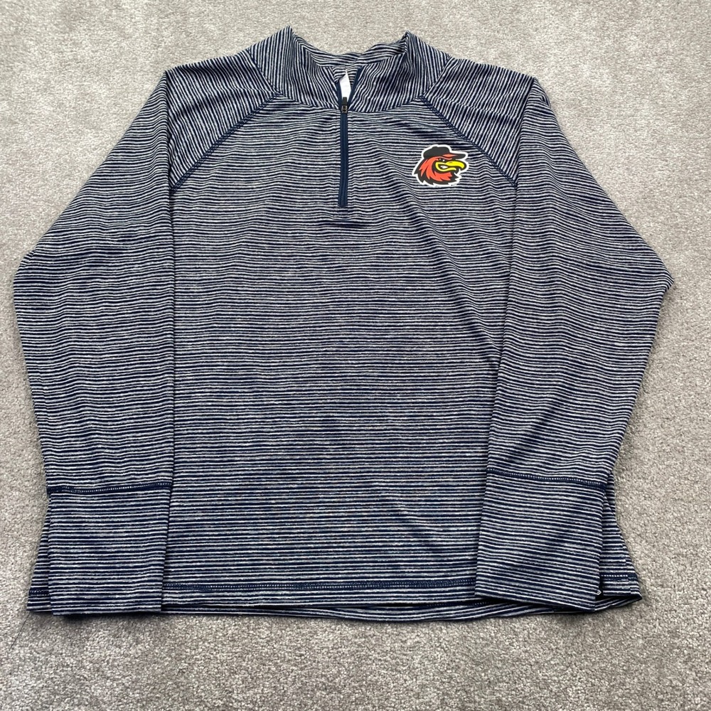 New Era Rochester Red Wings MiLB Pullover Mens 2XL Navy Blue Striped 1/4 Zip